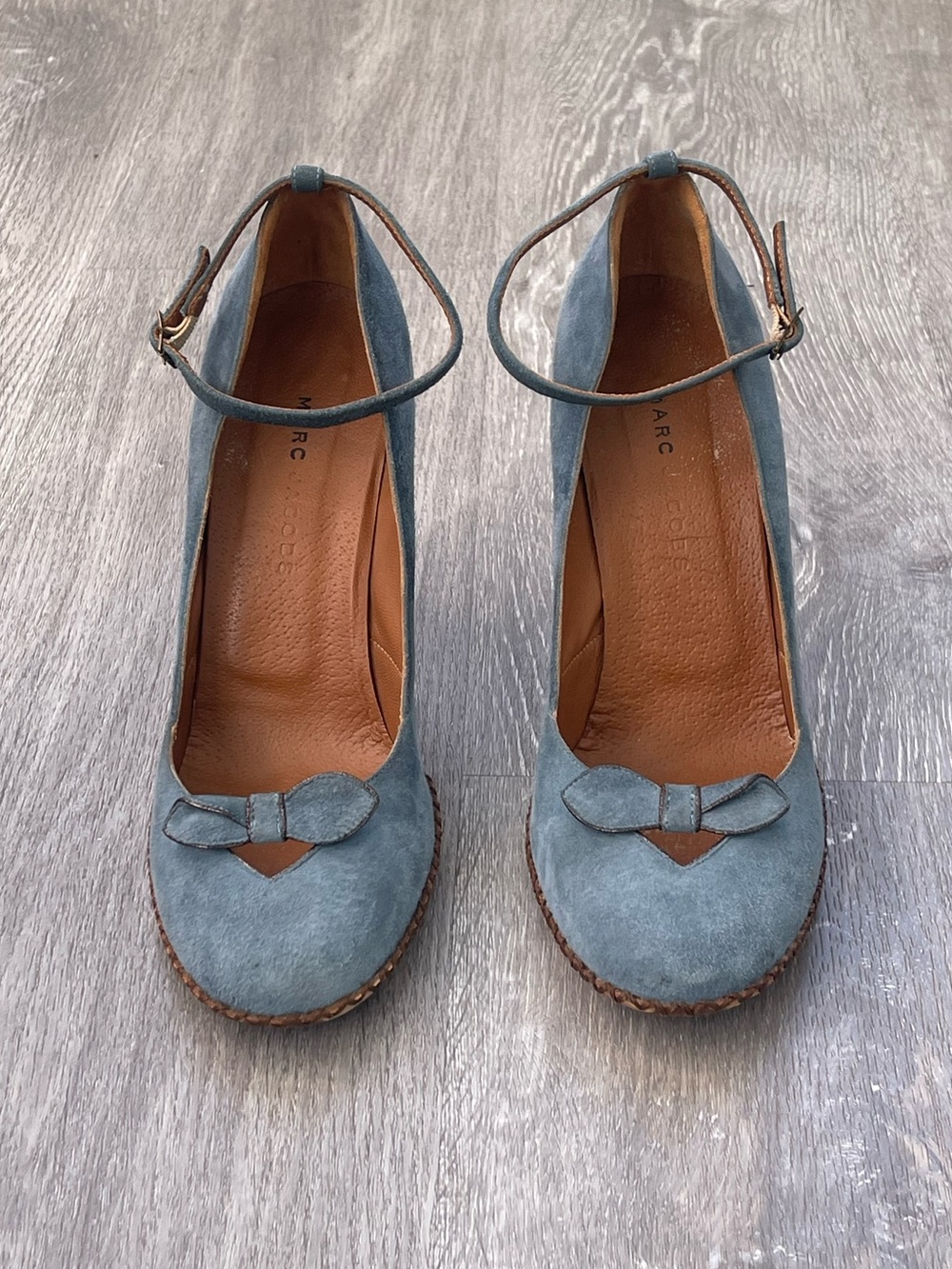 Marc Jacobs Blue Suede Ankle Strap Heels Size 10